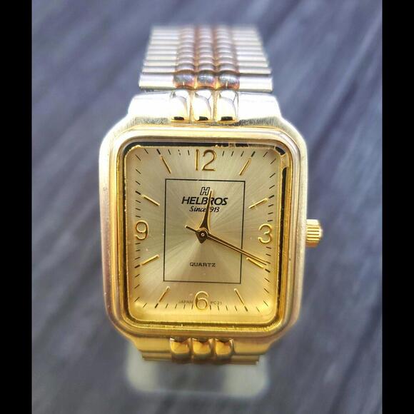 Rare Vintage Retro Helbros 80s Mens Tank Watch New Battery - Picture 2 of 8